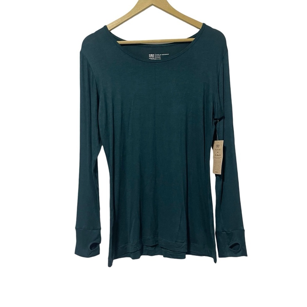 NEW Albion Hunter Green Go Long Crew Long Sleeve Shirt Size Medium Thumb Holes